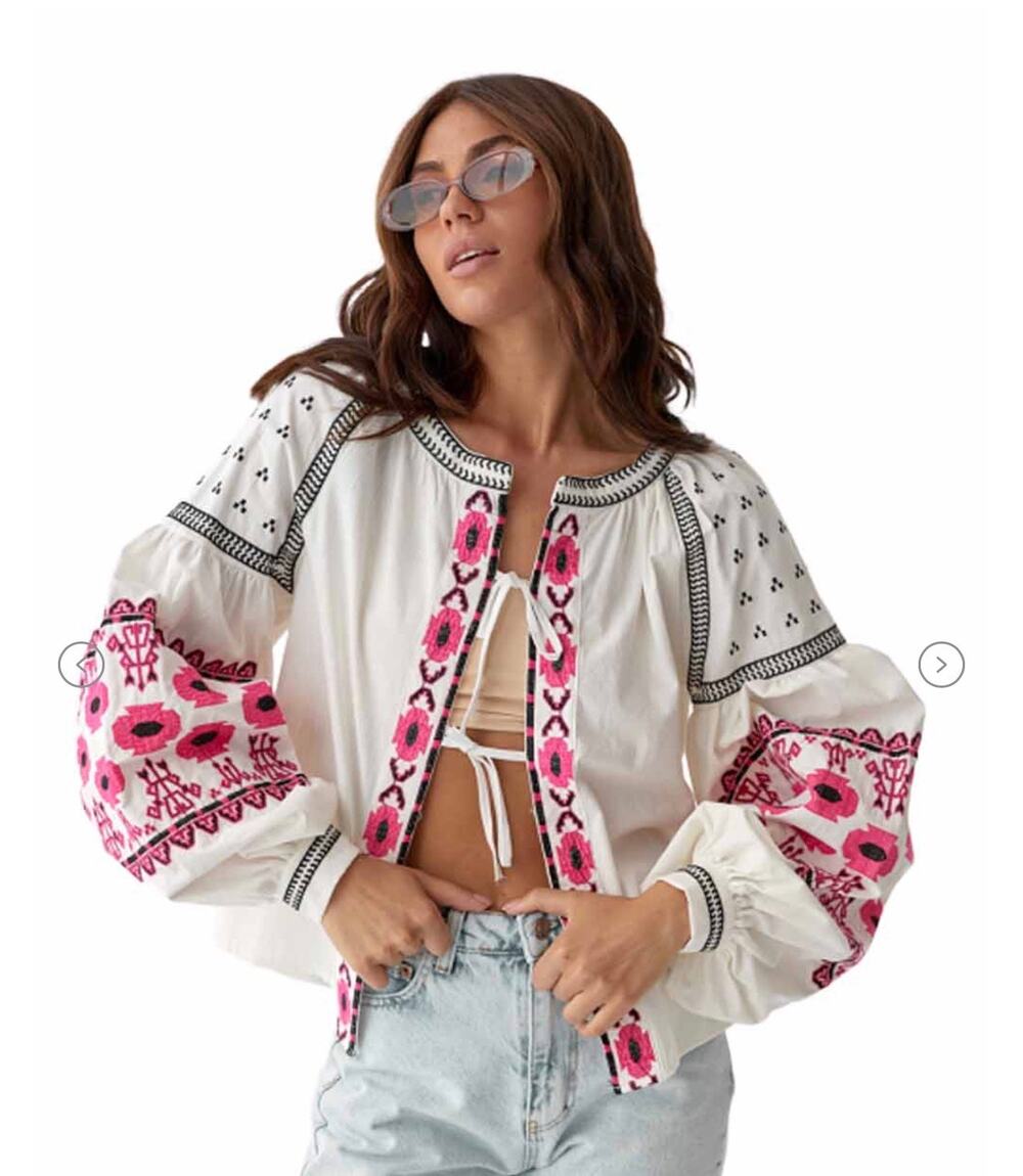 Free People Saskatoon Boho Festival Western  Embroidered Jacket Small